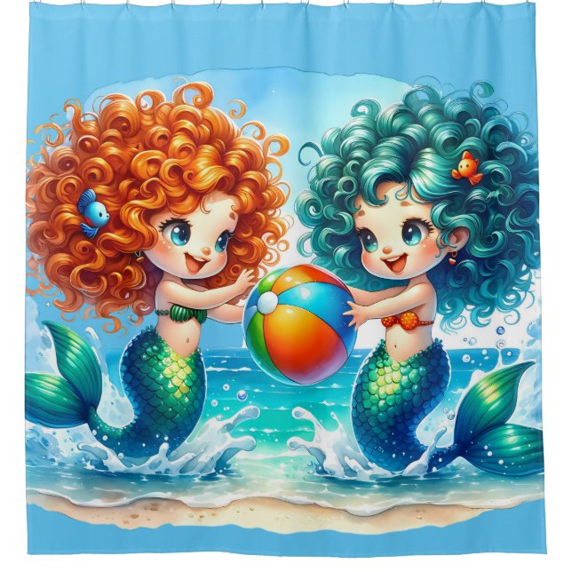 Cortina De Ducha "Mermaid Beach Ball Fun" (Anverso)