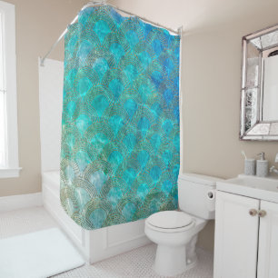 Cortina De Ducha Mermaid Scales Beach Summer Water Sea Fun