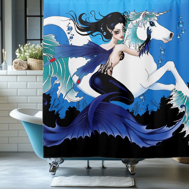 Cortina De Ducha Mermaid Sea Horario Fairy Blue (Subido por el creador)