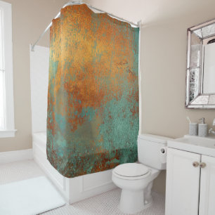 Cortina De Ducha Metálico de moda Rich Copper Patina