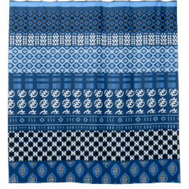 Cortina De Ducha Mezcla africana azul del modelo