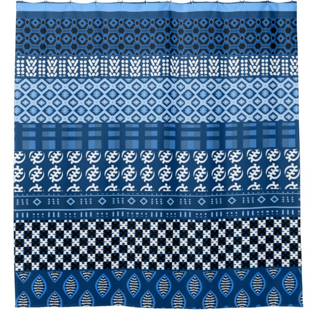 Cortina De Ducha Mezcla africana azul del modelo (Anverso)