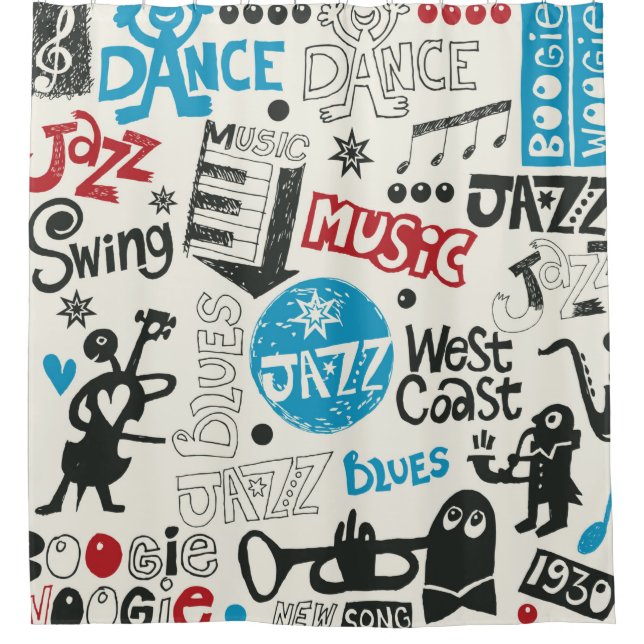 Cortina De Ducha mezcla de doodle de jazz (Anverso)