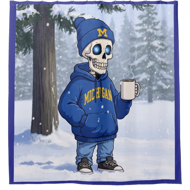 Cortina De Ducha Michigan Skeleton con café (Anverso)