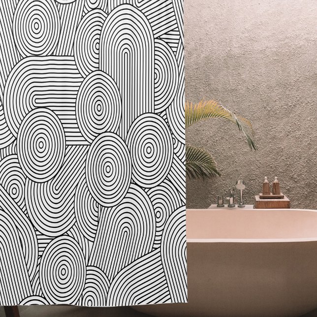 Cortina De Ducha Mid Century Modern Geometric Arch Black White (Mid Century Modern Geometric Arch Black White Shower Curtain)