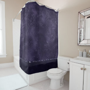 Cortina De Ducha Midnight Indigo Romance   Damasco satinado