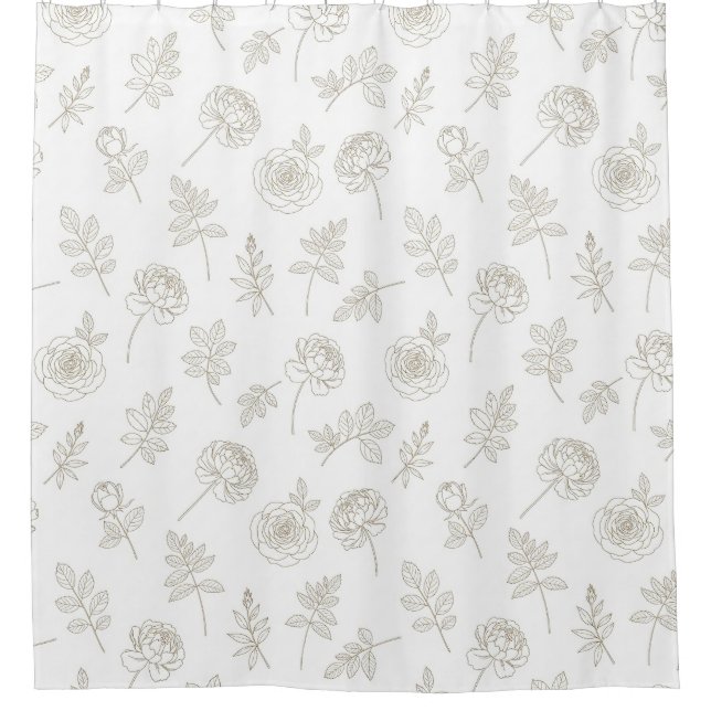 Cortina De Ducha Minimal Botanical Line Art Pattern (8) (Anverso)
