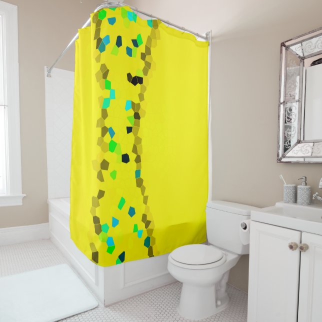 Cortina De Ducha Minimalismo abstracto arte azul pálido amarillo ne (In situ)