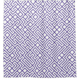 Cortina De Ducha Minimalist Maze Lines Purple Pattern