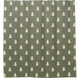 Cortina De Ducha Minimalist Pine Tree Neutral Boho Farmhouse Winter