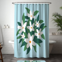 Minimalista Moderna Flor de Jazmín Blanca sobre Az