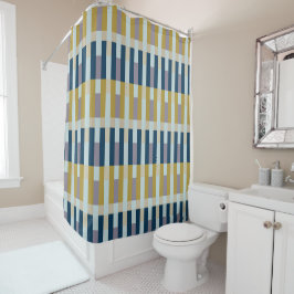 Cortina De Ducha Minimalista rayado verde azul
