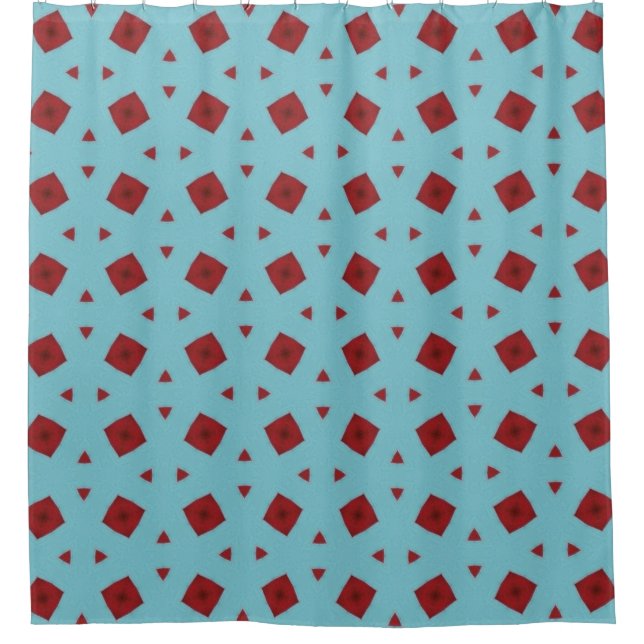 Cortina De Ducha Mint Blue Geometric Red Accent Shower Curtain (Anverso)