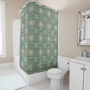 Cortina De Ducha Mint Green Turquoise Tribal Art