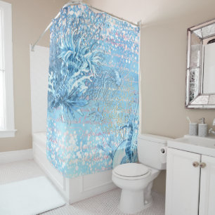 Cortina De Ducha Mistical ocean dream marahorita medusa azul verde 