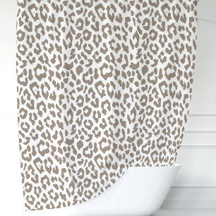Cortina De Ducha Mocha y Leopardo Blanco