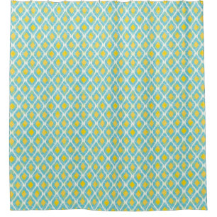 Cortina De Ducha Moda amarilla azul del ikat tribal moderno