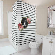 Moda Boho Monograma floral franco blanco negro