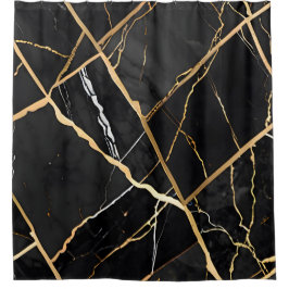 Cortina De Ducha Moda Elegante amarillo dorado Faux Marble