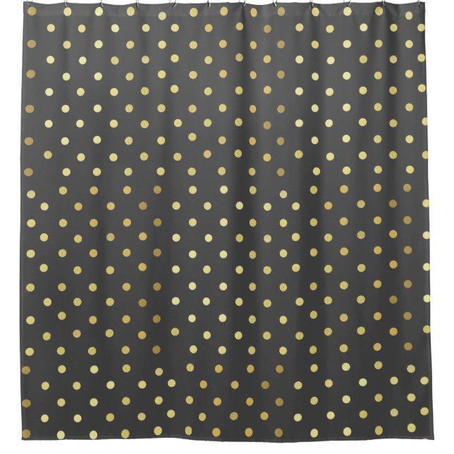 Cortina De Ducha Moda Faux Relieve metalizado Leaf Gold Dots Grey (Anverso)