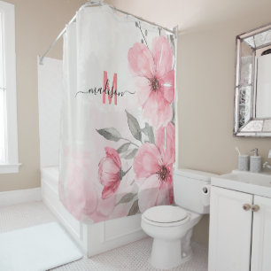 Cortina De Ducha Moda moderna Monograma rosado Gracioso Boda de gui