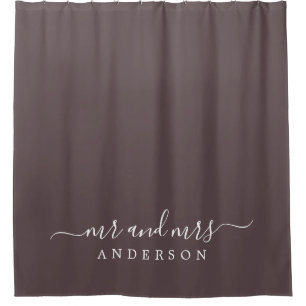 Cortina De Ducha Moda Nueva boda Sr. Sra. Dark Burgundy Monograma
