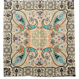 Cortina De Ducha Modelo abstracto retro de moda enrrollado de Boho