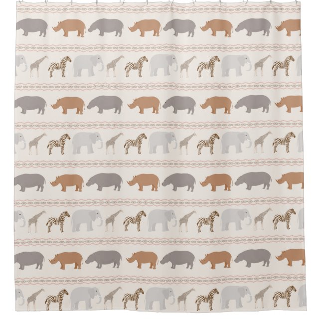 Cortina De Ducha Modelo africano 1 de los animales (Anverso)