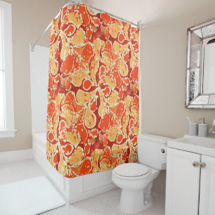 Cortina De Ducha Modelo amarillo-naranja de Paisley del estilo del