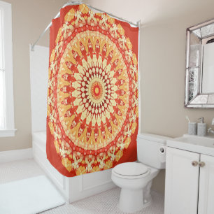 Cortina De Ducha Modelo amarillo-naranja rojo de la mandala de Sun