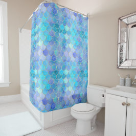 Cortina De Ducha Modelo Aqua Pearlescent & Gold Mermaid
