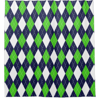 Cortina De Ducha Modelo azul y verde de Argyle