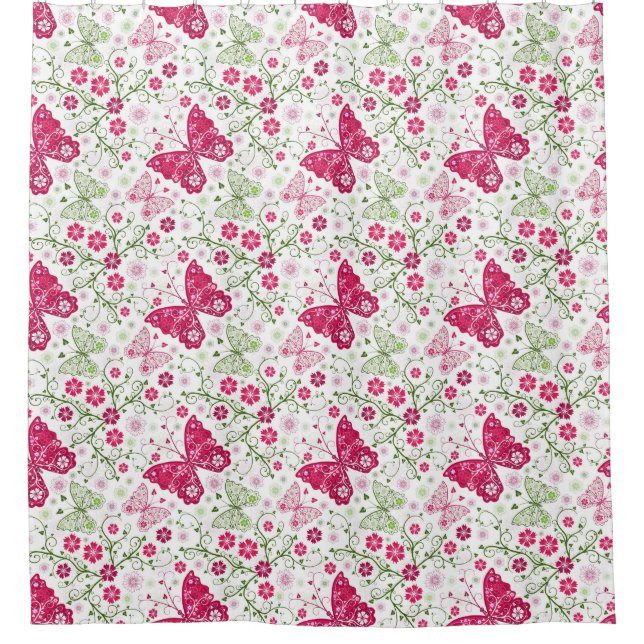 Cortina De Ducha Modelo blanco floral (Anverso)