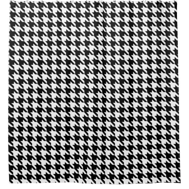 Cortina De Ducha Modelo blanco y negro de Houndstooth (Anverso)