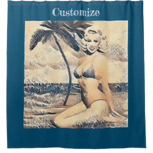 Cortina De Ducha Modelo de bikini rubio de rodilla Thunder_Cove