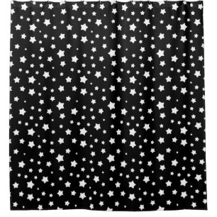 Cortina De Ducha Modelo de estrellas blanco y negro