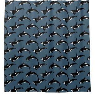 Cortina De Ducha Modelo de la orca: Azul marino