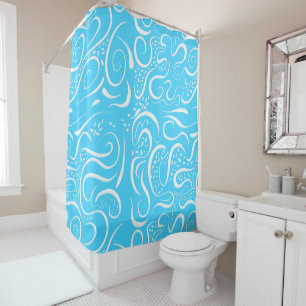 Cortina De Ducha Modelo de Swirls Brillante Abstract Blue