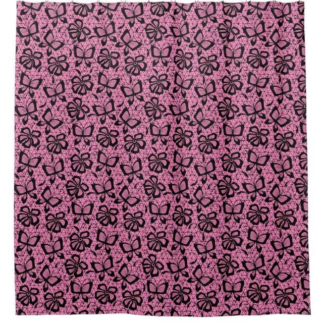 Cortina De Ducha modelo del cordón con las mariposas (Anverso)