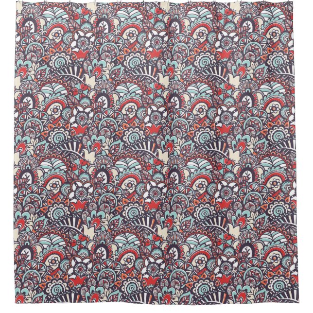 Cortina De Ducha Modelo floral del Doodle de Paisley (Anverso)