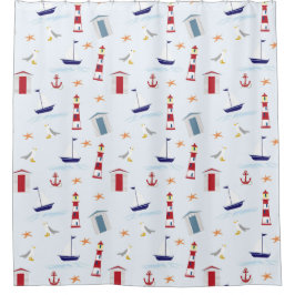 Cortina De Ducha modelo náutico de la choza de la playa del faro