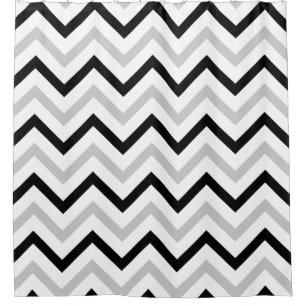 Cortina De Ducha Modelo negro, gris y blanco con clase de Chevron