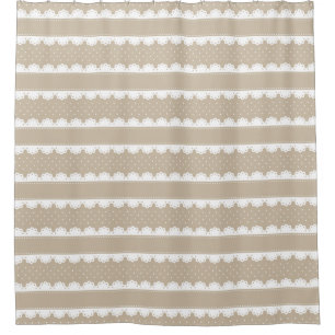 Cortina De Ducha Modelo rayado con clase del cordón beige y blanco