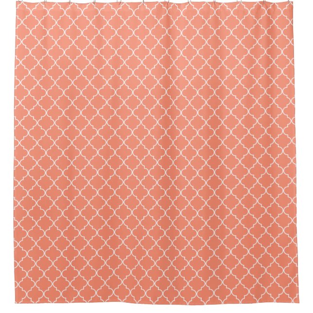 Cortina De Ducha Modelo rojo coralino de Quatrefoil (Anverso)