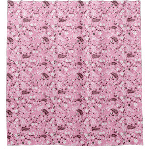 Cortina De Ducha modelo rosado lindo de los pájaros y de las flore