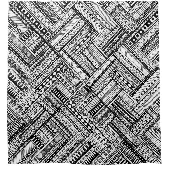 Cortina De Ducha Modelo tribal inspirado del arte (Anverso)