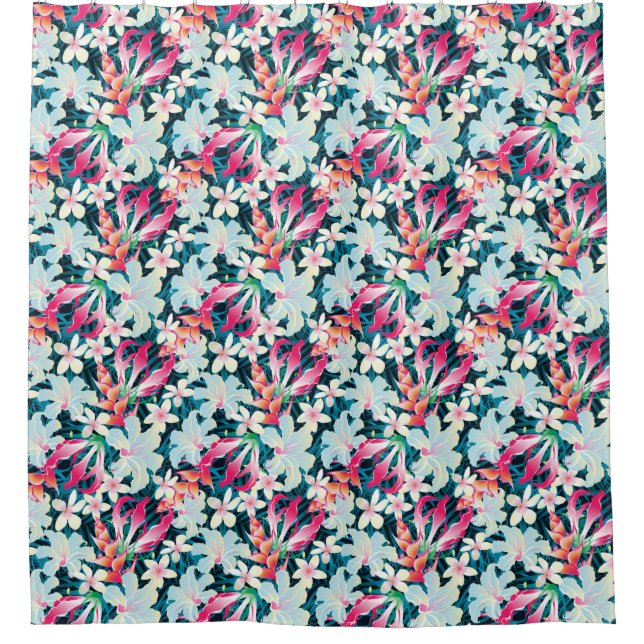 Cortina De Ducha Modelo tropical colorido (Anverso)