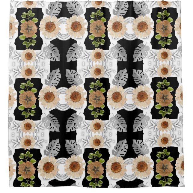 Cortina De Ducha Modern abstract floral art (Anverso)