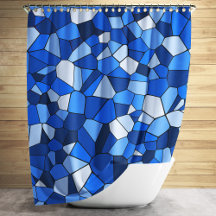 Modern Blue Monochrome Geometric Mosaic Pattern