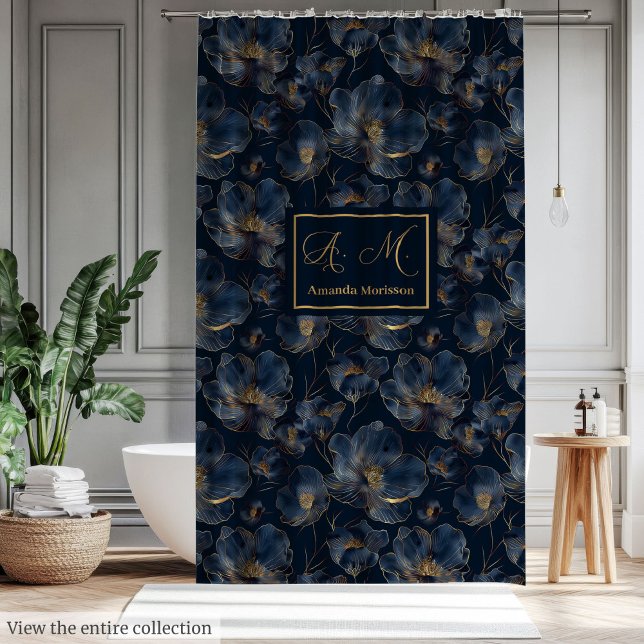 Cortina De Ducha Modern Chic Custom Name Floral Shower Curtain (Modern Chic Custom Name Floral Shower Curtain)